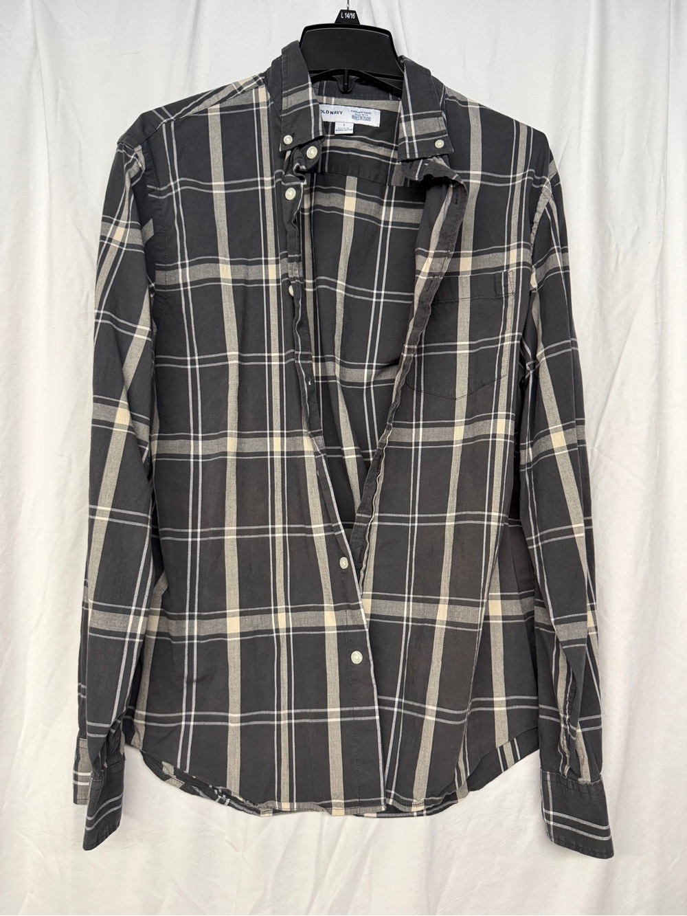 Old Navy Plaid Button Up Long Sleeve Regular Fit Shirt Size Large